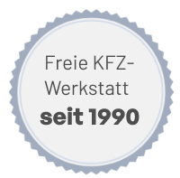 Siegel mit der Beschreibung: "Freie KFZ-Werkstatt seit 1990"